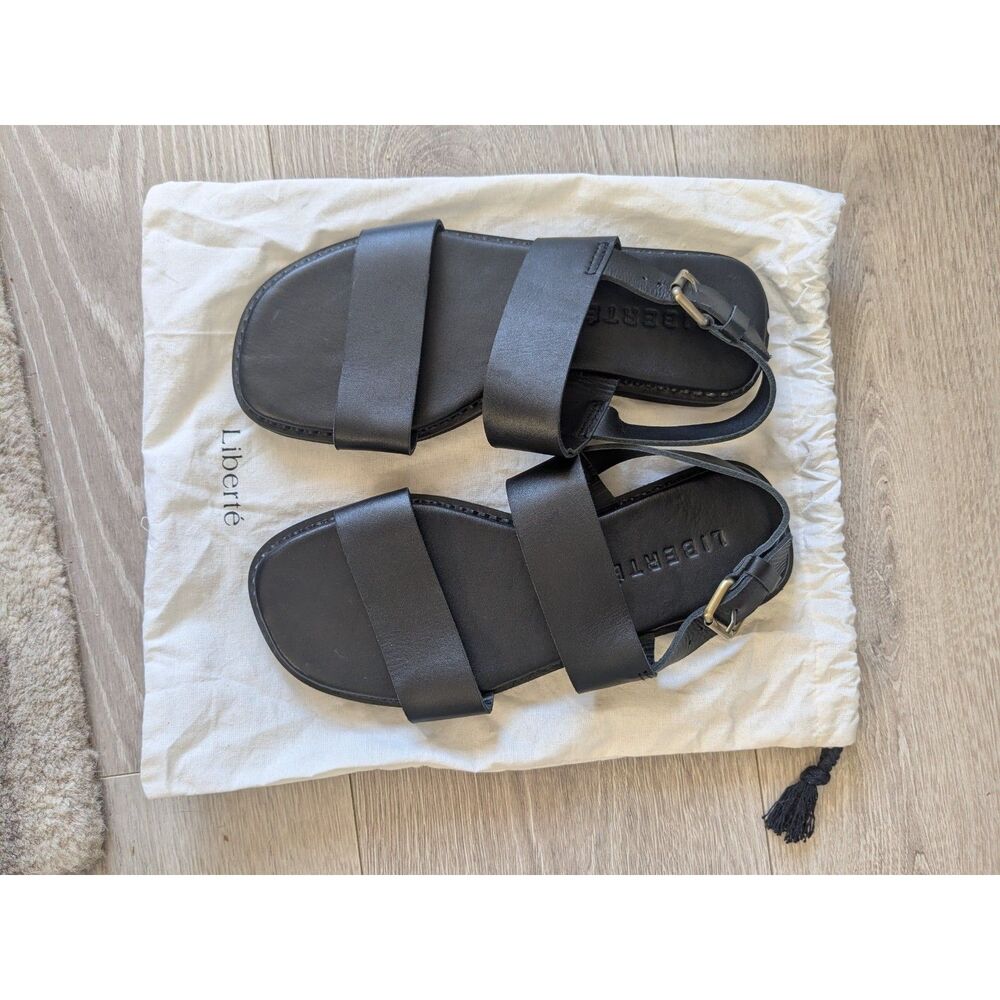Liberte Black Leather Slingback Sandals - NEW